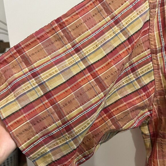 Patagonia Mens Orange Shirt L/XL Button Up Plaid Flannel Collared Short Sleeve - Picture 10 of 11